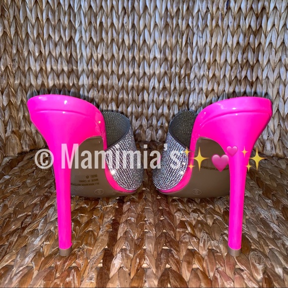 NIB Rhinestone Pointed Toe Slides Sandals - Picture 6 of 8